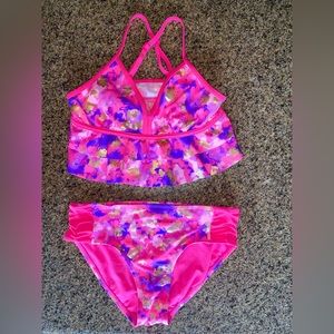 Like New!! Justice girls swim two-piece size 12, plus bonus bottoms (in size 14)